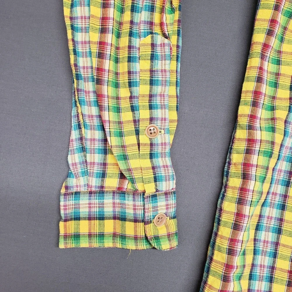 POLO RALPH LAUREN XLMen's‎ Bright Madras Plaid Epaulettes Button Down Shirt